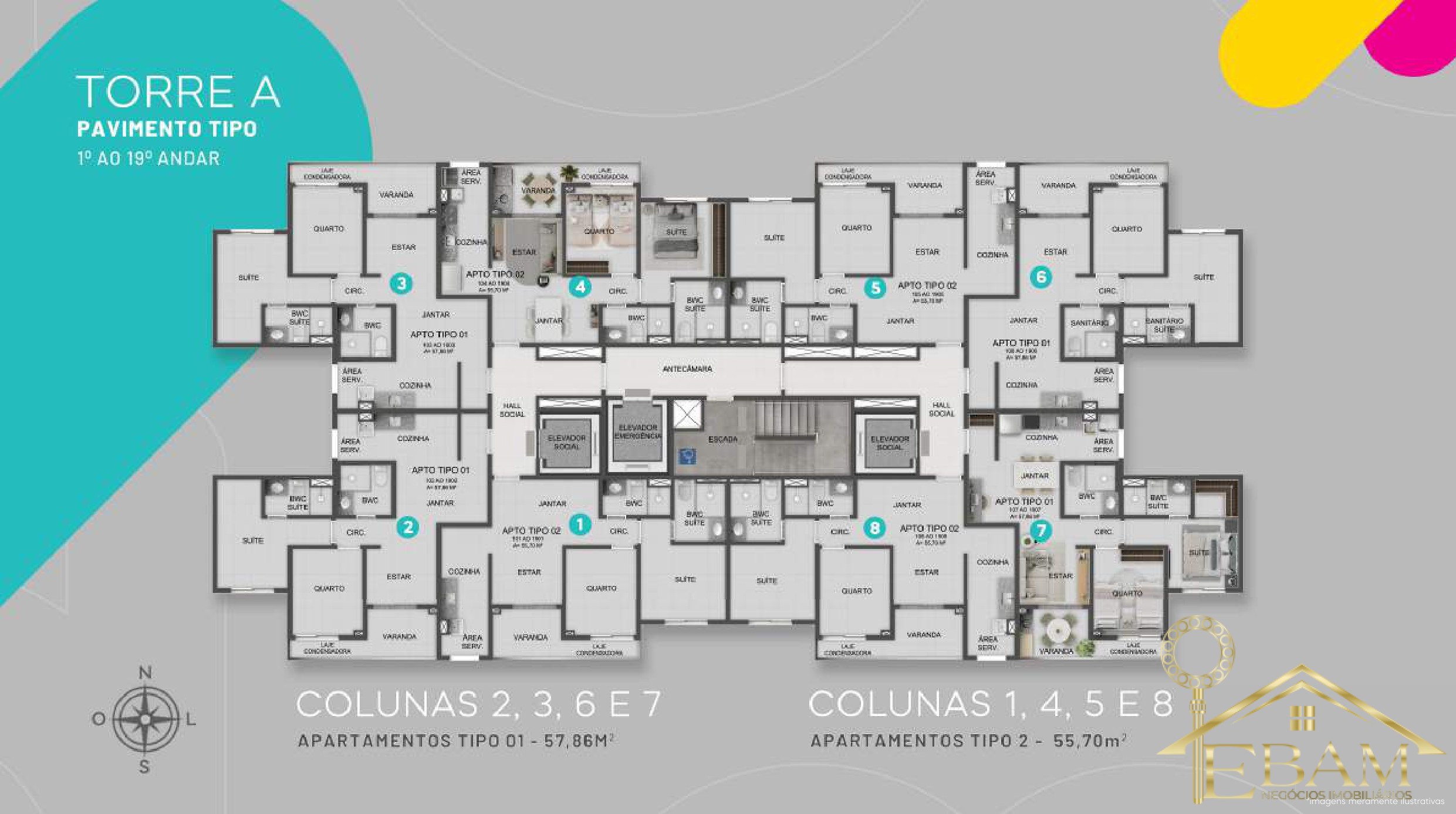 Mood Aurora — Viva conectado ao melhor do Recife — Term. 01, 04, 05 e 08: 55,70 m²